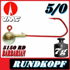 VMC Jigkopfhaken Jigkopf Rund 5/0 7g Jighaken 5 Stück im Set für Gummifische