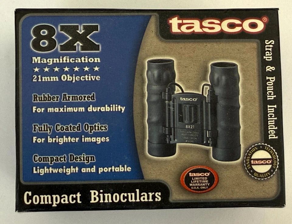 You get 2 - Tasco Model 165RB Binoculars Fully Coated Optics 8x21 with Pouch - Image 1 of 1