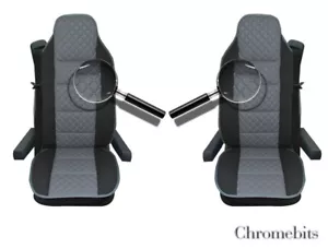 2 fundas de asiento de cuero sintético gris y tela para camioneta Renault T 2019 2019+ - Imagen 1 de 2