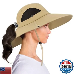 Leotruny Sun Hat with Ponytail Hole: Women Hat for Beach Fishing Hiking Campi - Picture 1 of 5