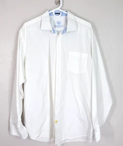 Bugatchi Uomo Shirt Mens XXL White Textured Cotton Button Up Long Sleeve - Picture 1 of 16