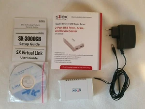 SILEX SX-3000GB Gigabit Ethernet 2 Port USB Device Server Printer Scanner - Picture 1 of 6