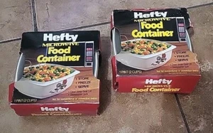 Vintage Hefty Floral Flower Leftover Food Containers Plastic With Lids 2 pc - Picture 1 of 3