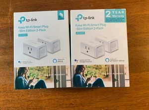 TP-Link Kasa Wi-Fi Smart Plug Slim Edition 2 Pack KP100KIT - LOT OF 2 - Picture 1 of 2