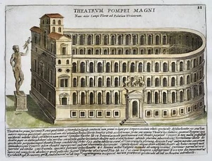 1624 Lauro, Giacomo, Theatre of Pompey, Rome, folio, copper engraving - Picture 1 of 2