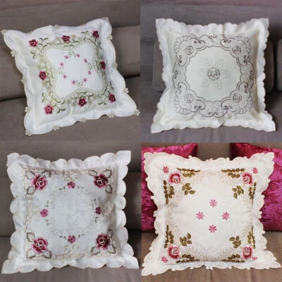 1/4pc Vintage Embroidered Floral Cushion Cover Throw Pillow Cases Sofa Car Decor - Image 1 of 4