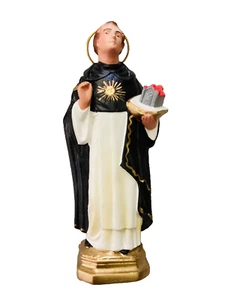 POLYCHROMED GIPS HEILIGER THOMAS AQUINAS PRIESTER ALTAR STATUE FIGUR - Bild 1 von 12