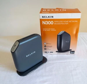 BELKIN-MODEM ROUTER N300. Wi-Fi 4 (802.11n), Collegamento ethernet LAN, Nero - Foto 1 di 2