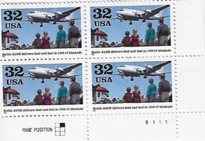 US Berlin Airlift 32c Stamp Plate Block of 4 Scott #3211 - Picture 1 of 1