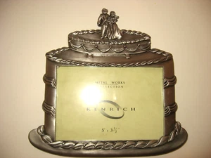 Bride and Groom Photograph Frame For Picture 5"x3 1/2" Pewter Tone Metal Wedding - Picture 1 of 4