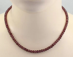 Granat-Kette - facettierte Rhodolith-Granat Halskette für Damen 45 cm lang - Bild 1 von 2
