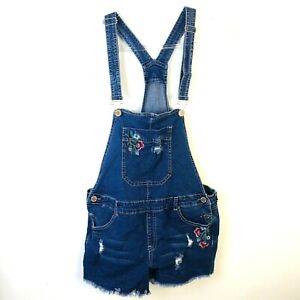 YMI Cutoff Overalls Junior Size 11 Embroidered Distressed Denim Shorts Summer