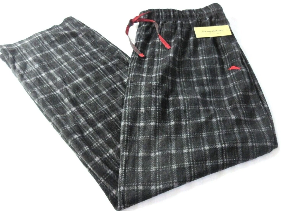 Tommy Bahama Men's Black Grey Plaid Soft Fleece Relax Lounge Sleeping Pants NWT - Image 1 of 4
