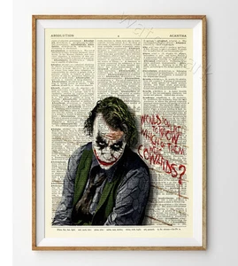 The Joker Heath Ledger Dictionary Art Print Poster Batman Dark Knight Vintage - Picture 1 of 1