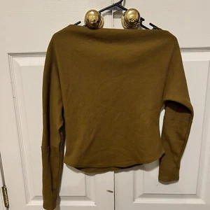House Of Harlow 1960 Womens Sweater Bronze Olive Waffle Knit Pullover Size Small - Picture 1 of 5