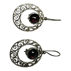 PZ ISRAEL 925 STERLING SILBER UND GRANAT OHRRINGE HIMMEL - Bild 1 von 5