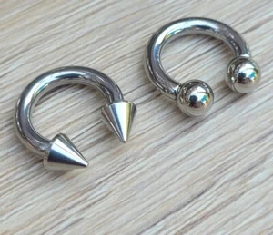 Pair Steel Spike Cone Ear Plugs Septum Tapers Pinchers Horseshoes Gauges 2g-14g - Picture 1 of 6