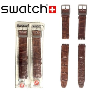 DOS (2) Correas de Banda de Cuero Genuino Auténtico SWATCH 18 mm HECHAS EN FRANCIA - Imagen 1 de 3