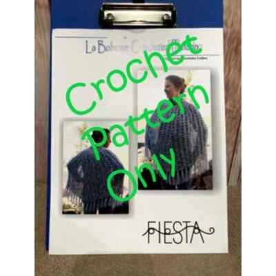 New Fiesta Yarns by Franziska Collins La Boheme Fringed Poncho Crochet Pattern - Image 1 of 3