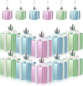 Bucherry 12 Pcs 2 Inch Pastel Christmas Tree Gift Boxes Ornaments Mini Pastel Ch - Picture 1 of 8