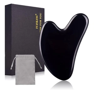 Gua Sha Facial Tools Black Guasha Stone for Skincare Face Body Relieve Muscle Te - Foto 1 di 12