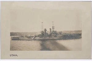 Tarjeta postal RPPC USS Utah número 14 visible acoplada - Imagen 1 de 2