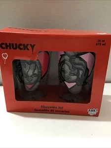 NIB Zak! CHUCKY - Love Chucky & Tiffany Glassware SET OF 2 PINT GLASSES 16 oz. - Picture 1 of 3