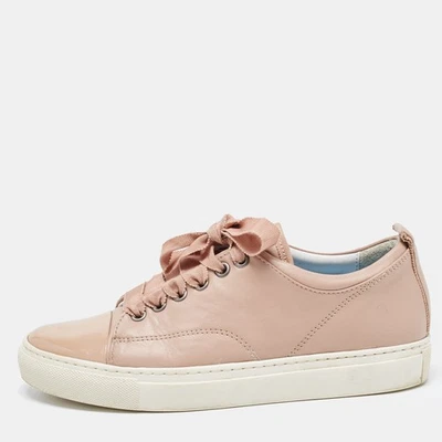 Lanvin Dusty Pink Leather and Patent Cap Toe Low Top Sneakers Size 36 - Image 1 of 4