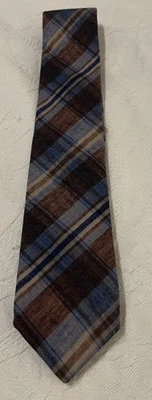 ¡Nueva corbata Robert Talbott azul/marrón/gris a cuadros de lana! Foto 1 de 4