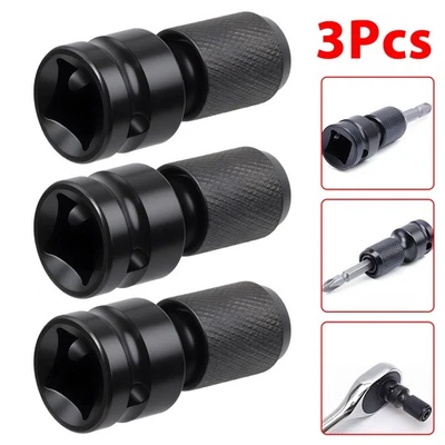 ISWEES 3PC 1/2" Square Drive to 1/4" Hex Socket Adapter Quick Release Impact Bit Holder