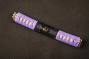 Lavender Silk Cord Real Rayskin Brass Fittings Handle Tsuka For Japanese Katana - Picture 1 of 9