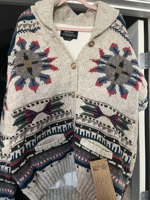 Suéter Cárdigan XXL Lost Horizons 100% Lana Hecho a Mano en Nepal Unisex Foto 1 de 4
