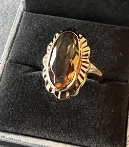 9ct Gold Citrine Dress Ring Size L - Picture 1 of 11