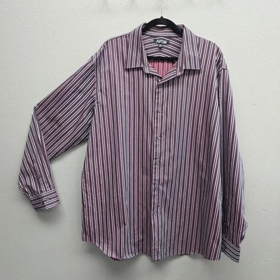 APT.9 Shirt Mens 2XL Burgundy White Striped Button Down Long Sleeve Dress Cotton - Image 1 of 4
