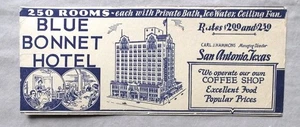 Rare used LATE 1920's BLUE BONNET HOTEL SAN ANTONIO TEXAS ADVERTISING STORE CARD - Bild 1 von 5