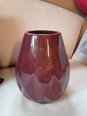 Blumenvase groß - Keramik - weinrot glasiert - bauchige Form - 2200 ml - Bild 1 von 4