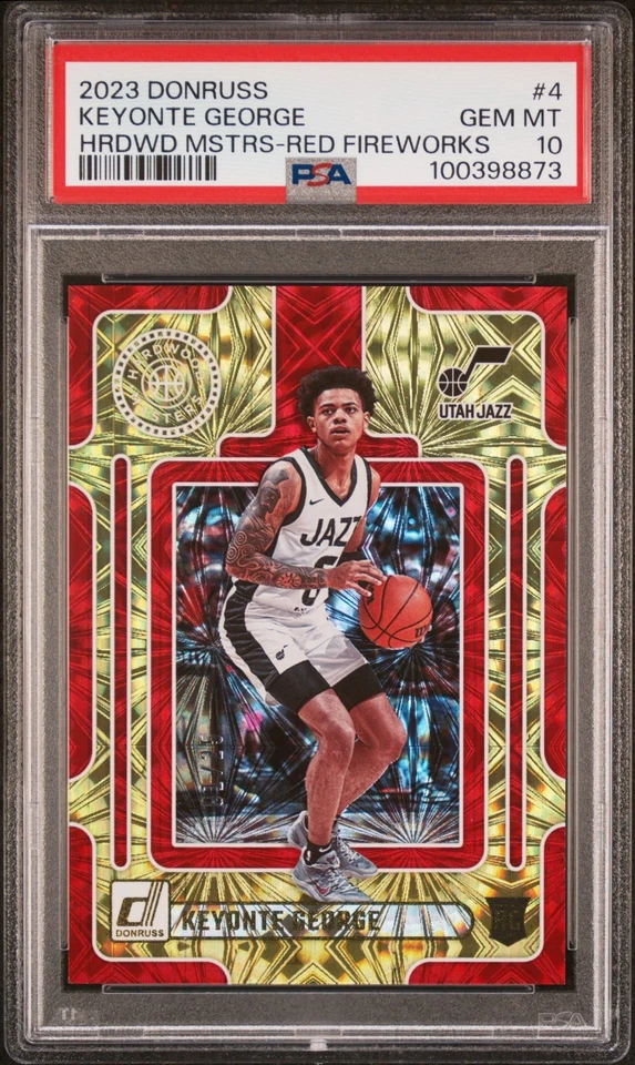 Panini Donruss Keyonte George Hardwood Masters Red Fireworks RC 2023/25 PSA 10 Foto 1 de 2