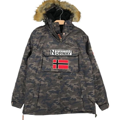 GEOGRAPHICAL NORWAY BARMAN CAMO KAKI ANORAK Coat Jacket Size L - Image 1 of 4