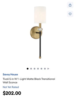 Savoy House 9-1888-1-143 Tivoli 1-Light Wall Sconce in Warm Brass & Matte Black - Image 1 of 4