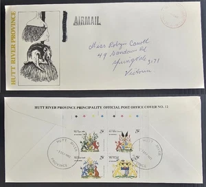 1982 Hutt River Province Airmail Cover ties 4 Cinderellas cd Hutt River - Picture 1 of 3