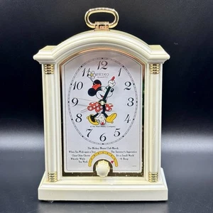 Vintage Seiko Quartz Disney Musical Minnie Mouse Alarm Mantle Clock 1990s Works - Picture 1 of 14