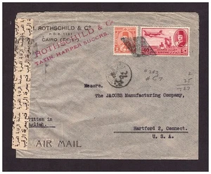 Ägypten - um 1948 Brief geöffnet von Zensur von Kairo nach Hartford, Connecticut. - Bild 1 von 2