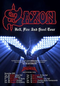 SAXON Hell, Fire & Steel November 2025 UK Tour Poster - Wall Decor - Picture 1 of 7