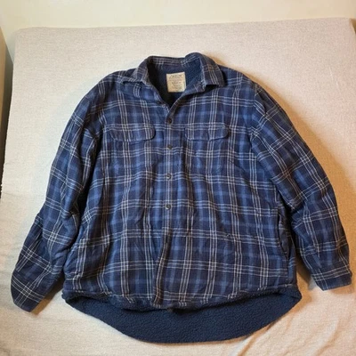 Arrow Blue Jeans Co. Sherpa Lined Flannel Jacket Men’s Large Blue Plaid Workwear - Image 1 of 4
