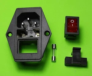 presa maschio 15A fusibile interruttore luminoso 15A 250V 2 pezzi AC-01A - Foto 1 di 1