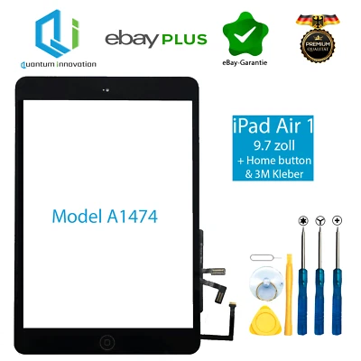 QUANTUM INNOVATION GMBH iPad Air A1474 / A1475 y A1476 Digitalizador Cristal Pantalla Táctil Home Button Negro