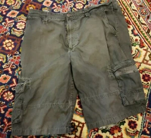 Helix Men Size 40 Distressed Lite Weight Cotton Faded Blk Gray Denim Cargo Short - Picture 1 of 6
