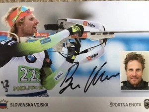 Klemen Bauer-Slovenia ARGENTO MONDIALI 2012 Biathlon immagine AUTOGRAFATA firmata - Foto 1 di 1