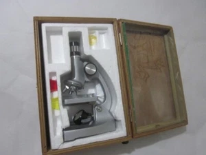 microscope in wooden box spares n repairs - Picture 1 of 22