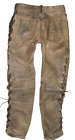 " Pantera " Lace-Up Leather Jeans / Biker Trousers IN Antique- Braun Ca. W30 "/